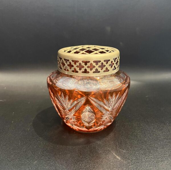Val Saint Lambert Petit pique-fleurs en cristal clair double orange (aurore) et taille. – Image 2