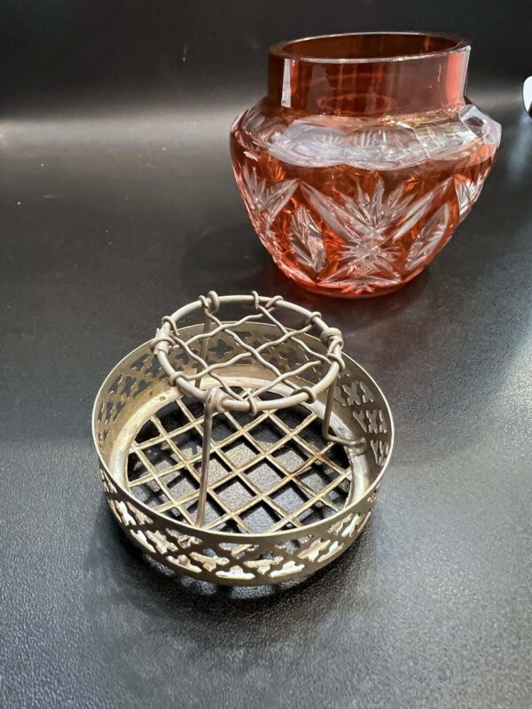 Val Saint Lambert Petit pique-fleurs en cristal clair double orange (aurore) et taille. – Image 5