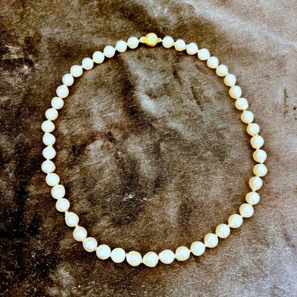 Collier ras de cou, 47 perles baroques - fermoir or 18ct – Image 8