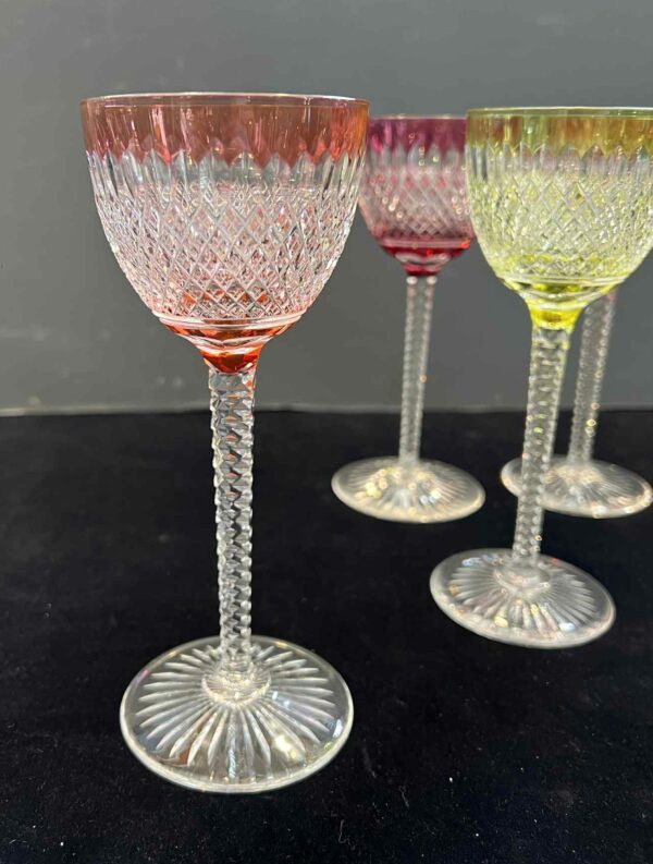 Val Saint Lambert, 6 verres a vin, cristal clair doublé – Image 4