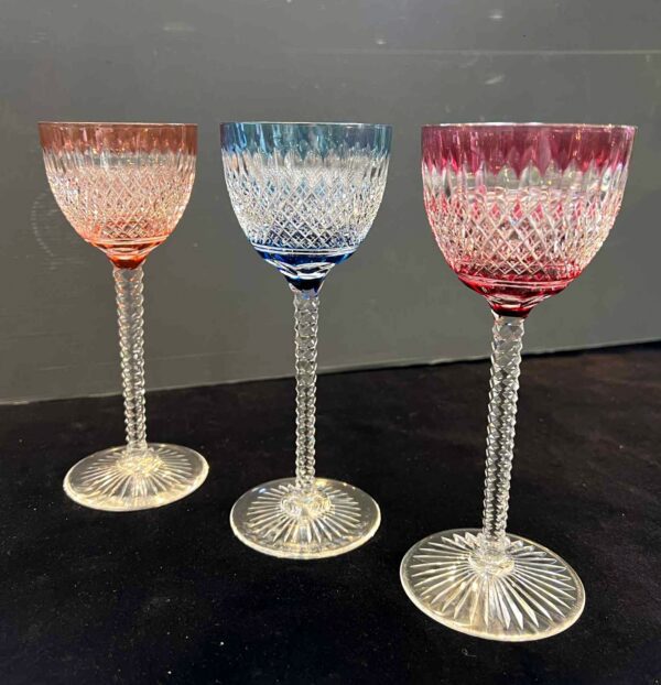 Val Saint Lambert, 6 verres a vin, cristal clair doublé – Image 3