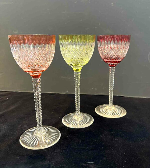 Val Saint Lambert, 6 verres a vin, cristal clair doublé – Image 2