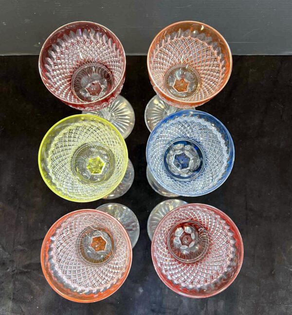 Val Saint Lambert, 6 verres a vin, cristal clair doublé – Image 5