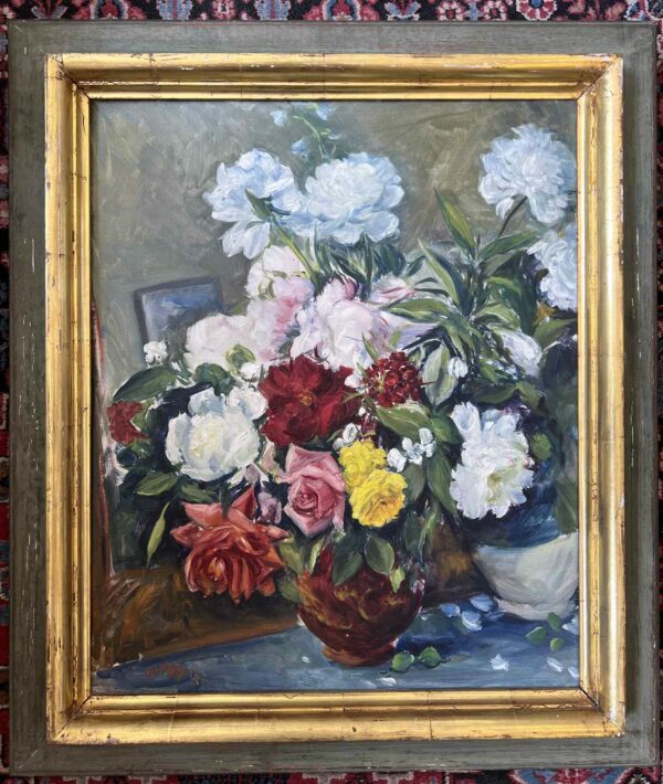 Adrien Dupagne, huile sur toile, “bouquet de fleurs”