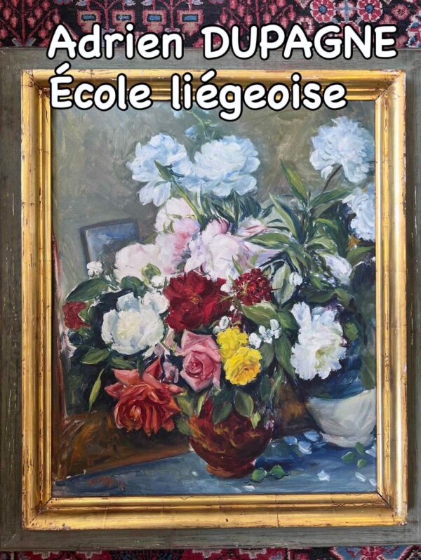 Adrien Dupagne huile sur toile “bouquet de fleurs” – Image 7