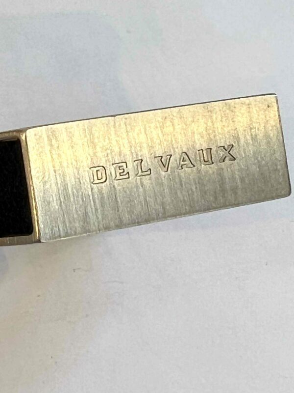 Bracelet DELVAUX octogonal en acier brossé et cuir noir grainé – Image 8
