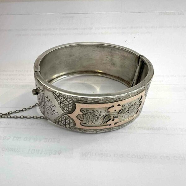 Bracelet manchette en argent et vermeil – Image 2