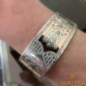 Bracelet manchette en argent et vermeil