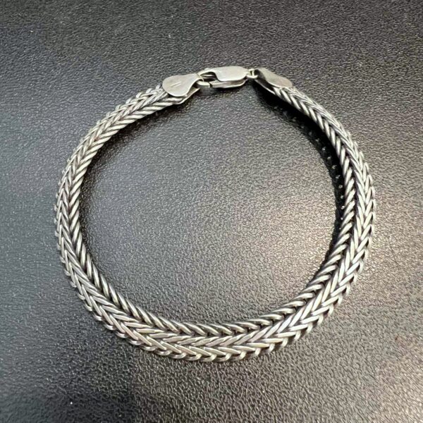 Bracelet souple maille tressée en argent – Image 4