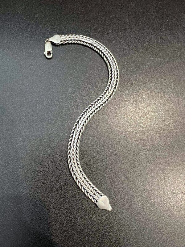 Bracelet souple maille tressée en argent – Image 2