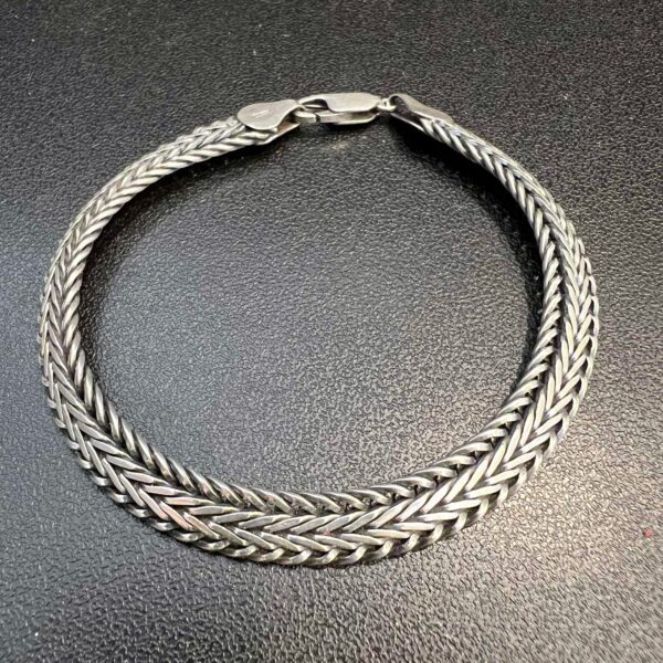 Bracelet souple maille tressée en argent