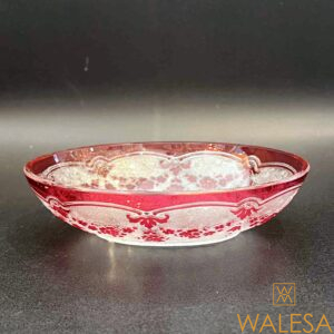 Coupelle cristal VAL SAINT LAMBERT clair doublé rose à décor dégagé à l’acide