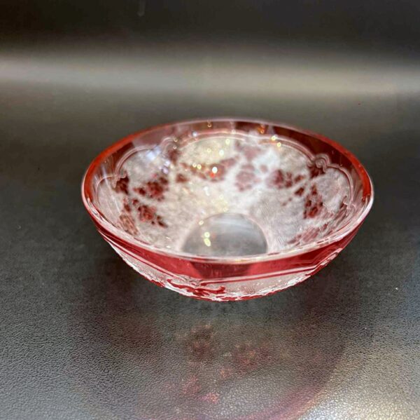Coupelle cristal VAL SAINT LAMBERT clair doublé rose à décor dégagé à l’acide – Image 8