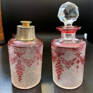 Flacon à parfum + flacon vaporisateur cristal VAL SAINT LAMBERT