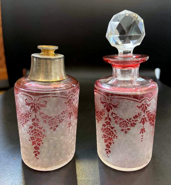 Flacon à parfum + flacon vaporisateur cristal VAL SAINT LAMBERT