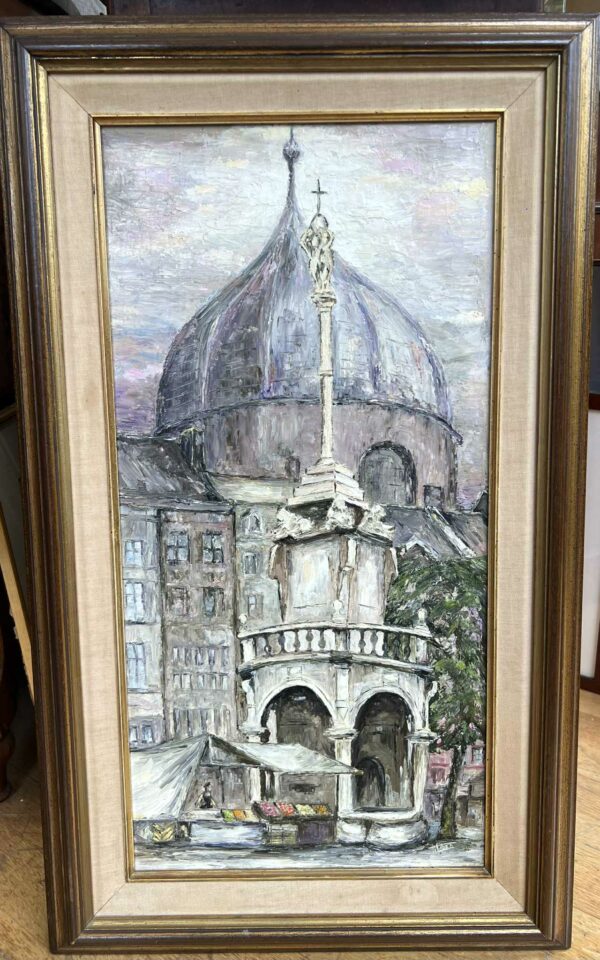 Le Perron de Liège Huile sur toile signée – Image 2