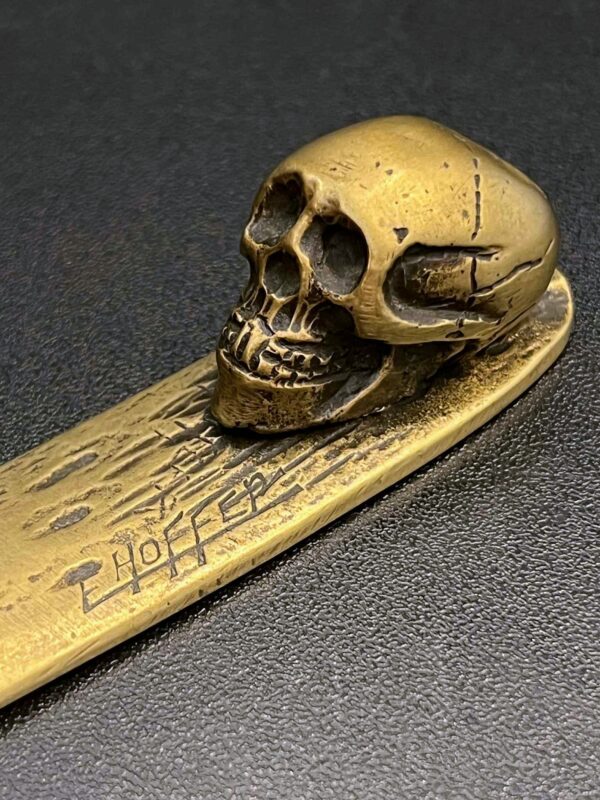 Memento mori - Petite sculpture/ coupe -papier en bronze signée E. HOFFER – Image 3