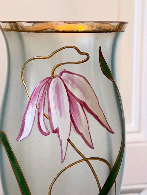 Paire de grands vases Art Nouveau en verre bleuté – Image 3