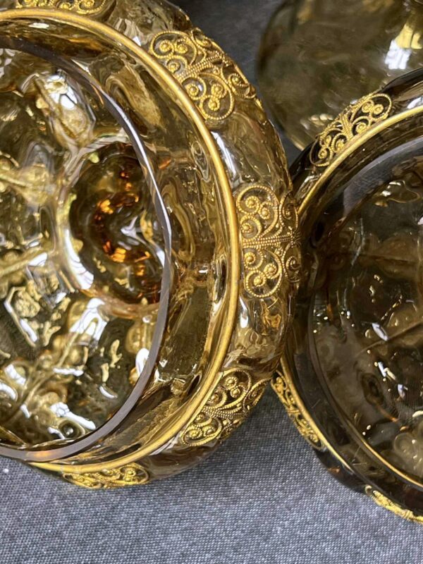 Paire de pokals en verre teinté topaze et monture en filigrane – Image 11