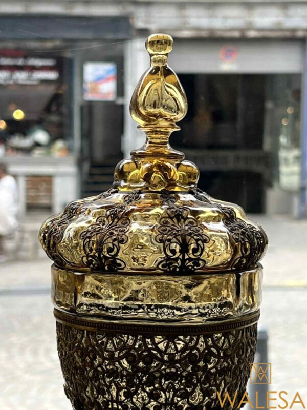 Paire de pokals en verre teinté topaze et monture en filigrane – Image 16