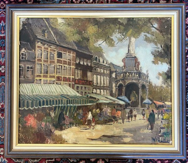 Place du Marché à Liège huile sur toile signée WILLEM