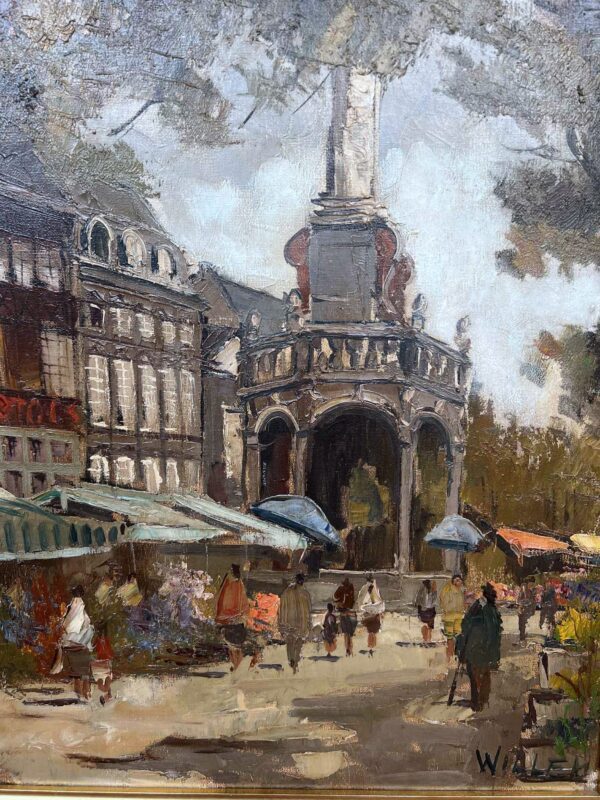 Place du Marché à Liège huile sur toile signée WILLEM – Image 5