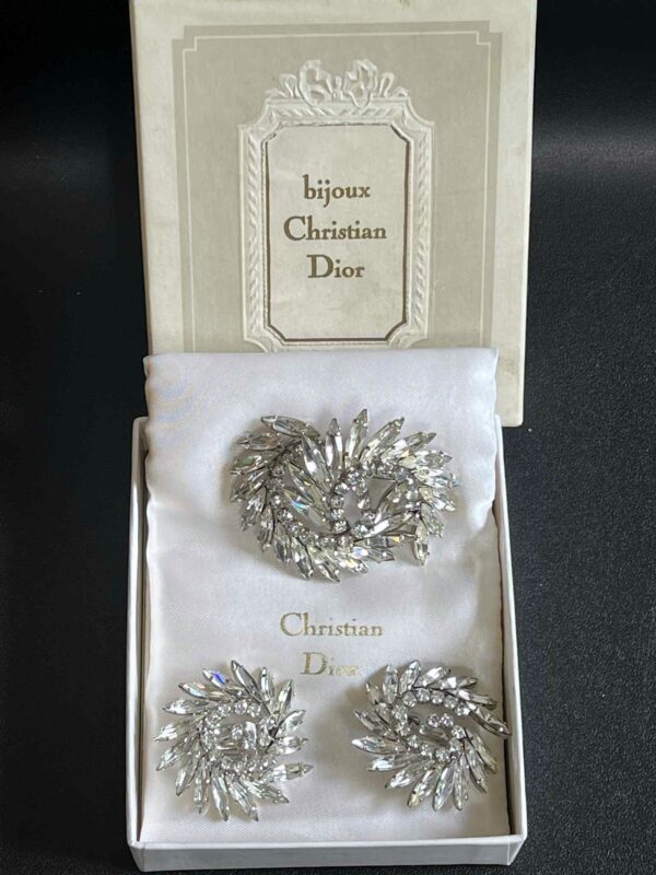 Christian Dior -1968 - parure métal argenté et strass – Image 3