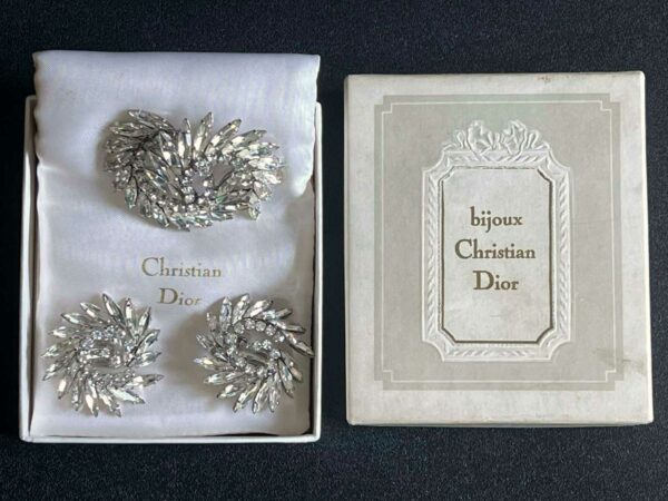 Christian Dior -1968 - parure métal argenté et strass – Image 2