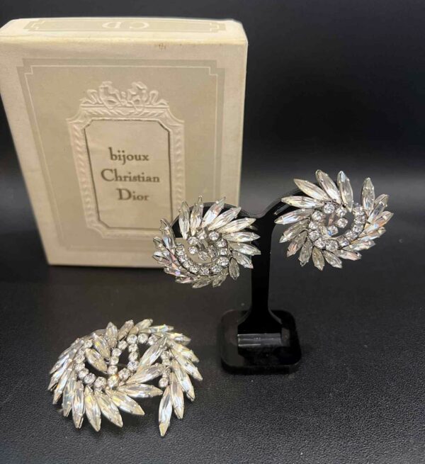 Christian Dior -1968 - parure métal argenté et strass