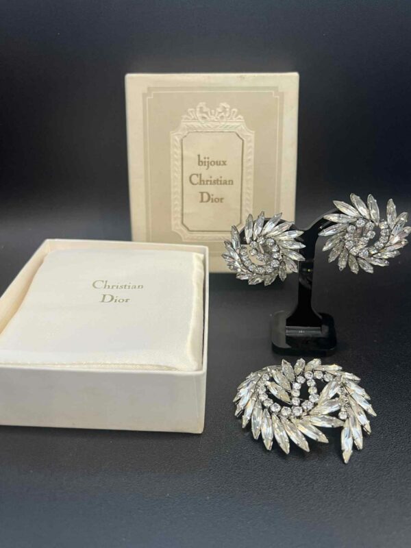 Christian Dior -1968 - parure métal argenté et strass – Image 13