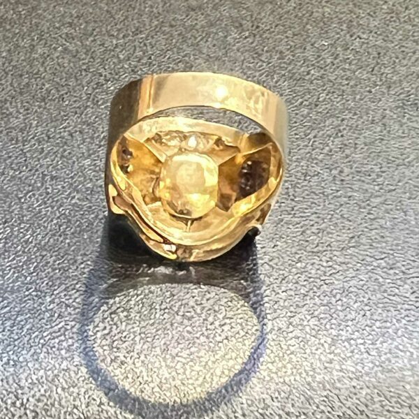 Bague Art Déco en or jaune 18K sertie d’une perle diamants et saphirs – Image 6