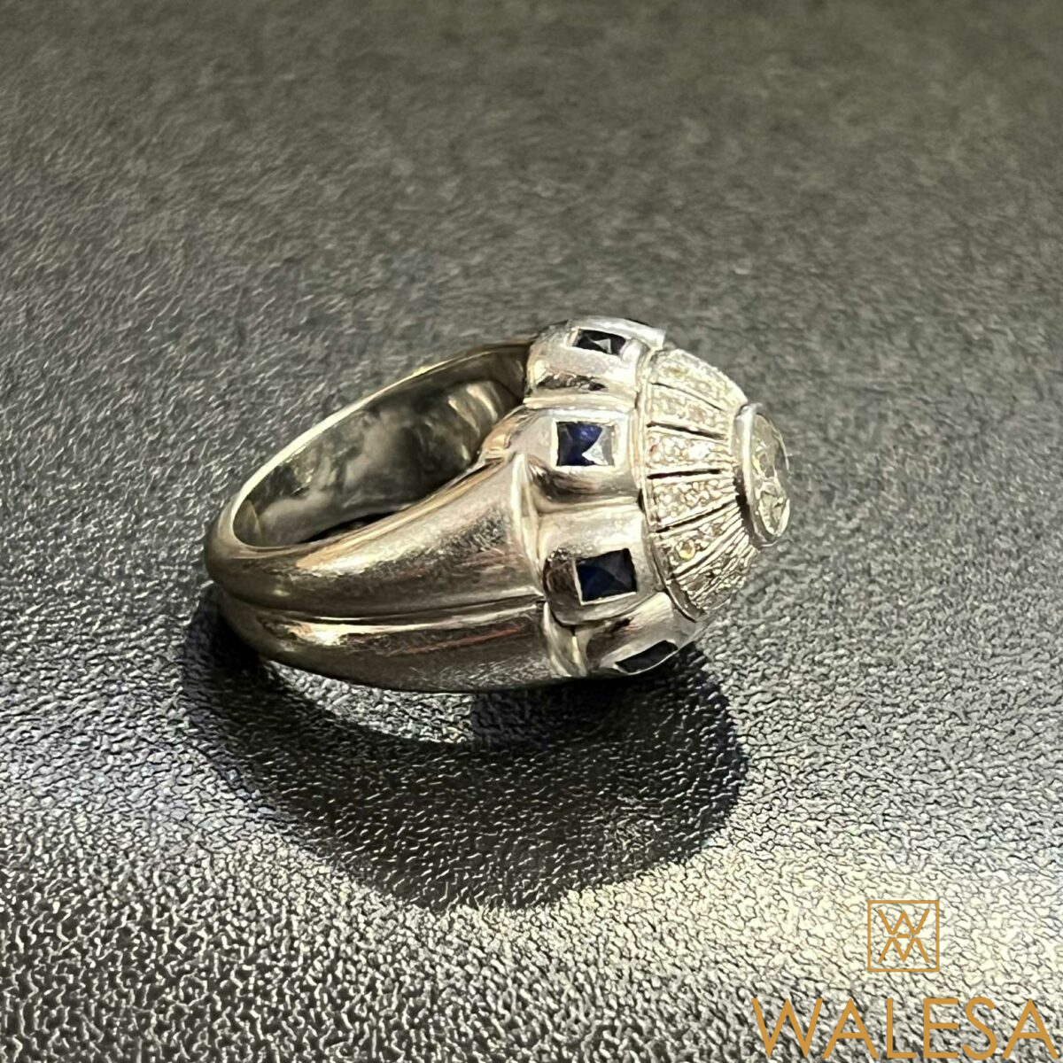 Bague en or blanc 18K sertie d’un diamant central – Image 3