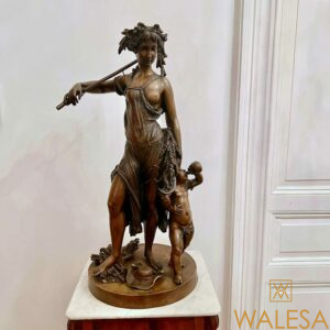 CLODION Claude Michel bronze « Jeune femme et Bacchus enfant »