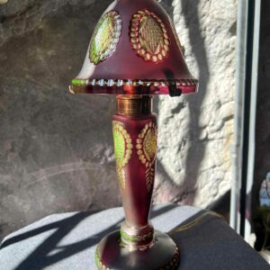 Cristal Val Saint Lambert Lampe « champignon » en cristal teinté urane