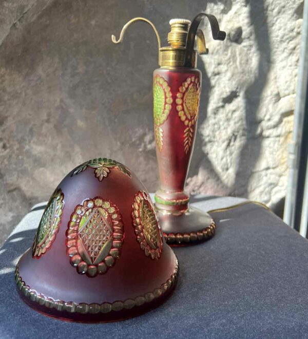 Cristal Val Saint Lambert Lampe « champignon » en cristal teinté urane – Image 5
