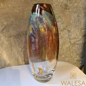 Louis Leloup Vase en Cristal à décor « plumes de paon »