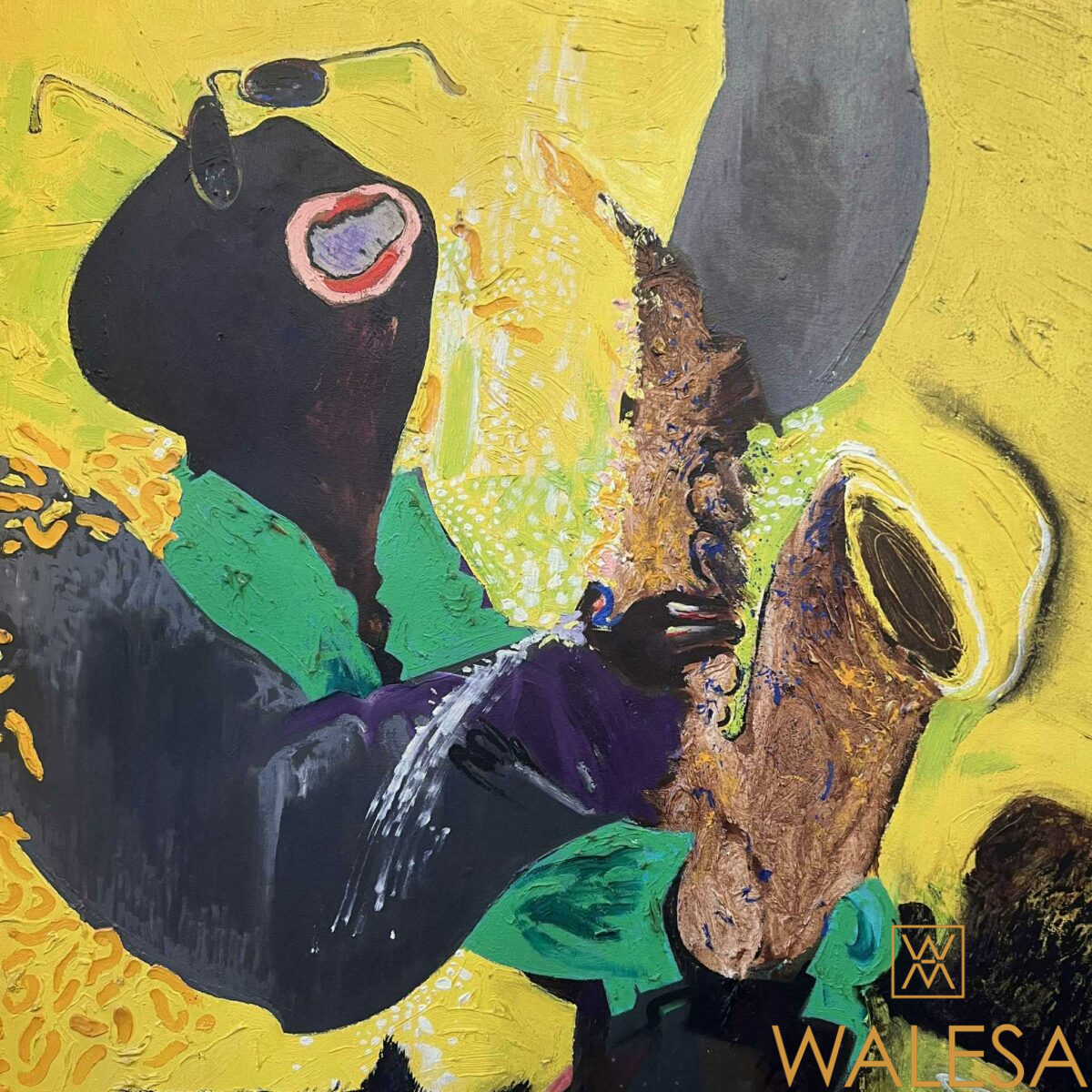 Michael SCHILP « Figur und saxophon » Huile sur toile – Image 2