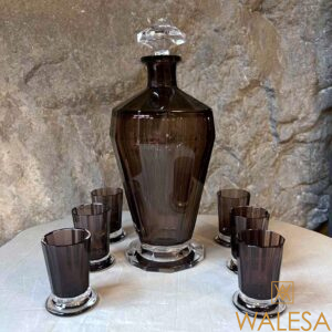 VAL SAINT LAMBERT Carafe à liqueur et 6 gobelets en cristal Montmartre