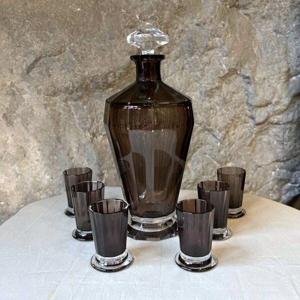 VAL SAINT LAMBERT Carafe à liqueur et 6 gobelets en cristal Montmartre – Image 4