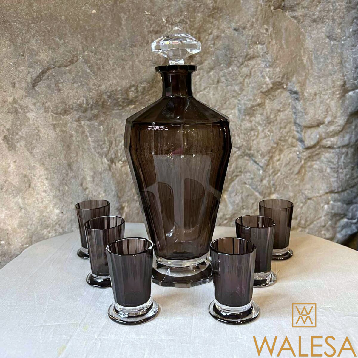 VAL SAINT LAMBERT Carafe à liqueur et 6 gobelets en cristal Montmartre – Image 4