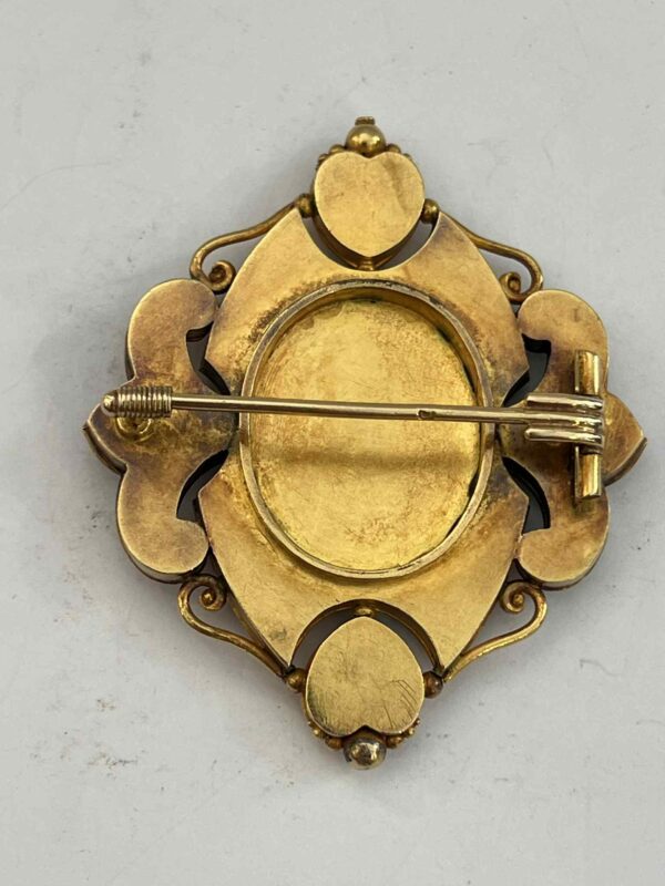 Broche « deux colombes » en micromosaïque et or jaune 21K – Image 11