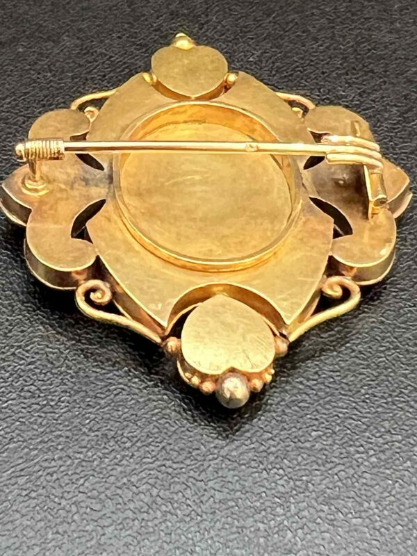 Broche « deux colombes » en micromosaïque et or jaune 21K – Image 15
