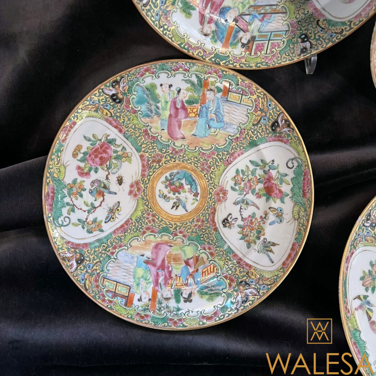 Canton - porcelaine de Chine- Famille rose - 12 assiettes – Image 6