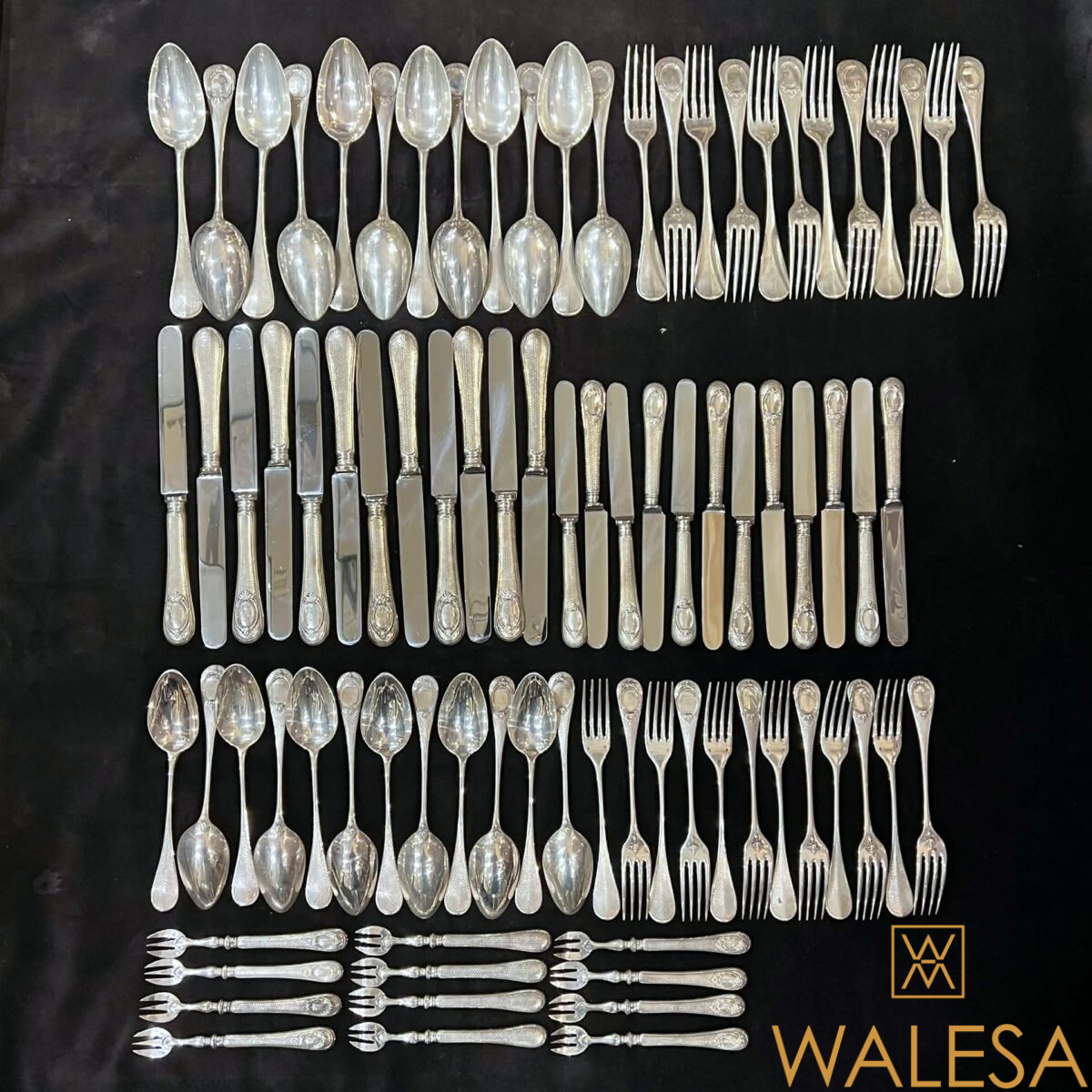 France ménagère de couverts de table en argent massif 84 pièces – Image 5