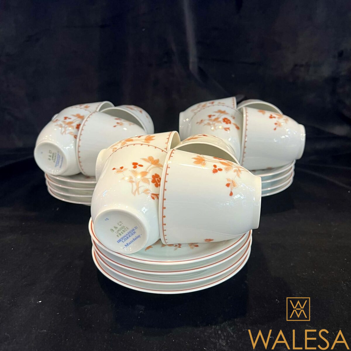 Limoges Bernardaud modèle Mandalay service à dîner et à dessert en porcelaine – Image 8