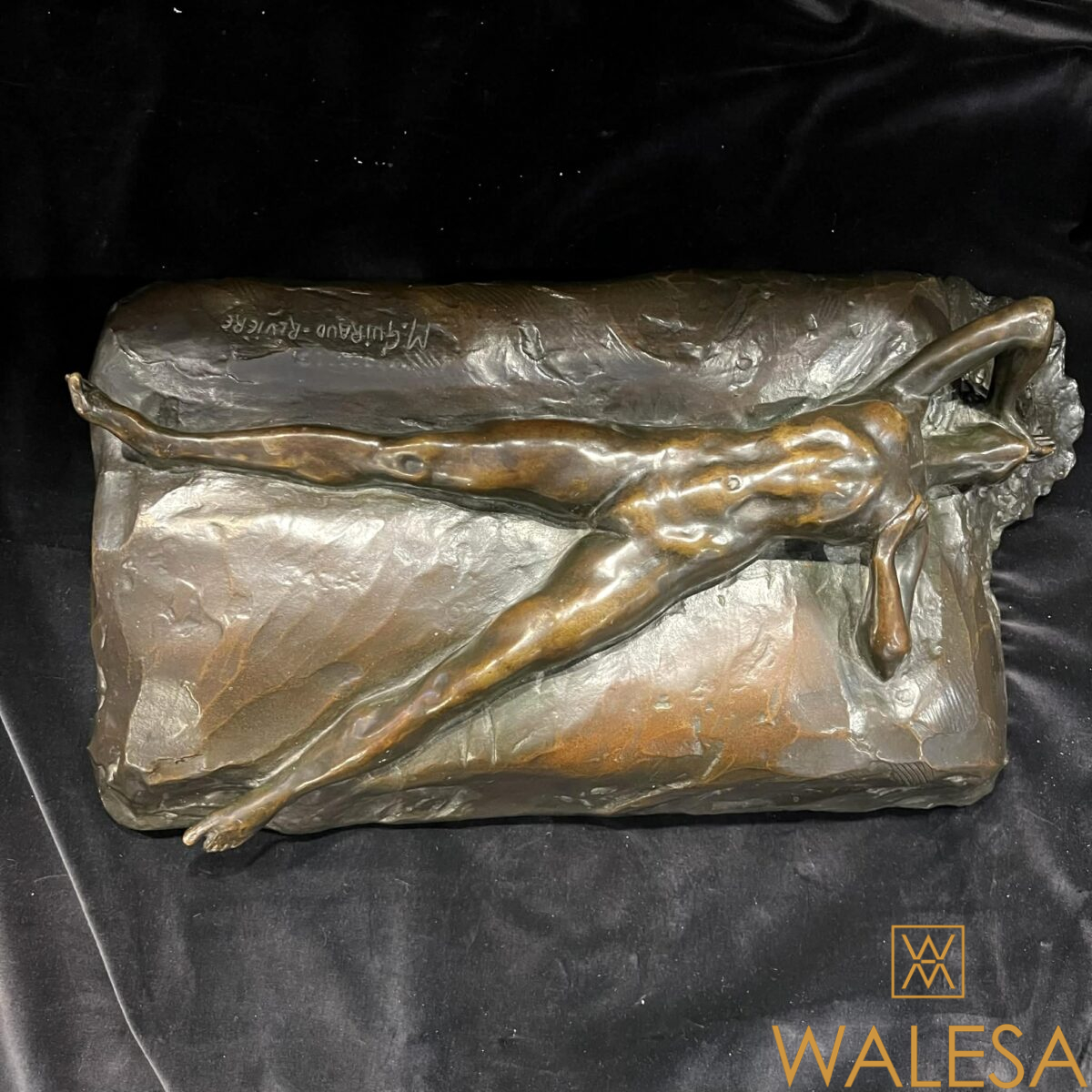 Maurice GUIRAUD-RIVIERE « femme nue allongée » sculpture en bronze – Image 2