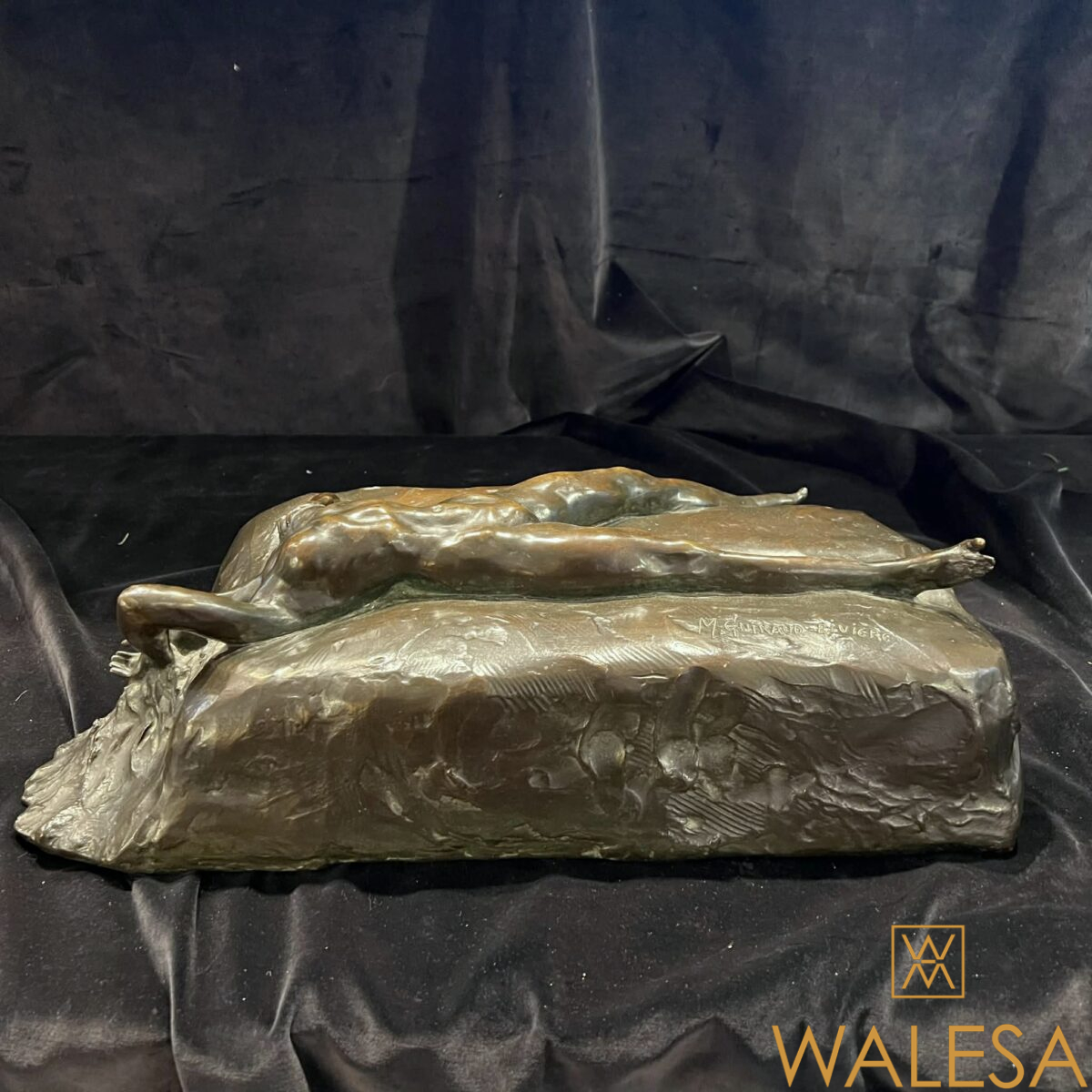 Maurice GUIRAUD-RIVIERE « femme nue allongée » sculpture en bronze – Image 5