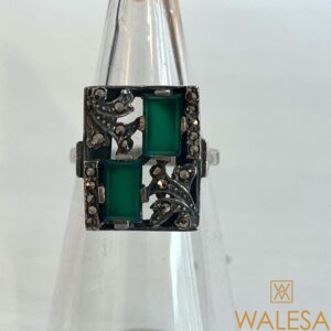 Bague Art Deco rectangle ajouré en argent Silver