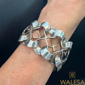 Bracelet moderniste en argent massif ALTON Theresia HVORSLEV Suède 1970