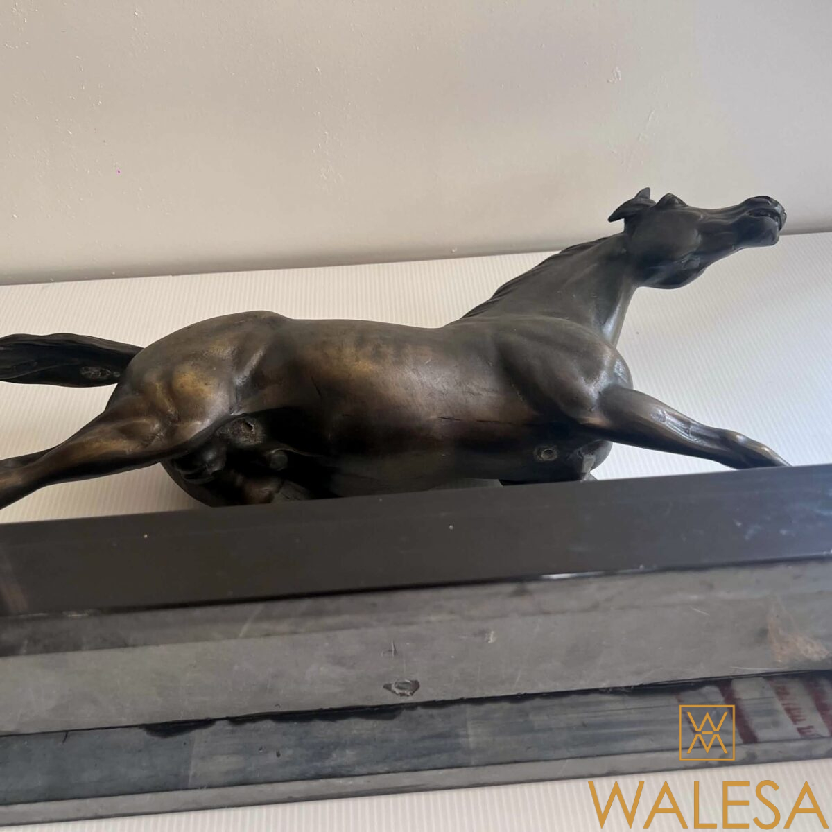 Charles VALTON « Cheval au galop » en métal à patine bronze nuancée vert/gris. – Image 13